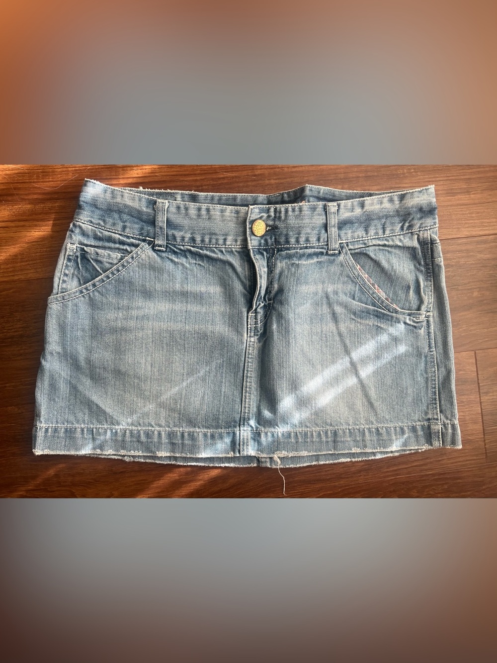 American Eagle Y2K Low Rise Micro Mini Denim Skirt size 12